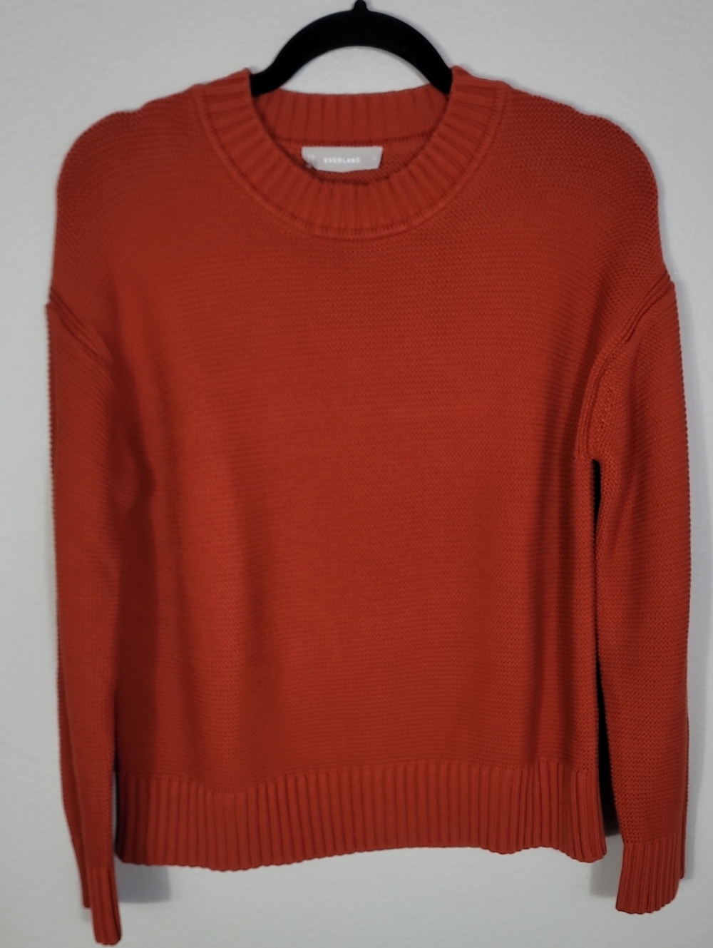 Everlane Womens Chunky Knit Crewneck Sweater Size Small Orange 100% Cotton